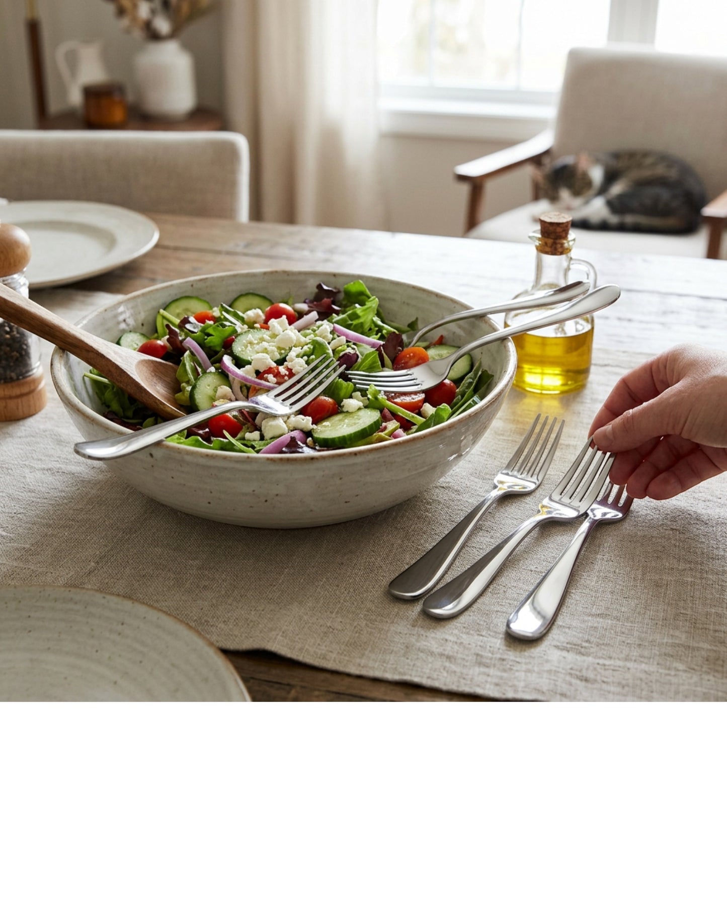 Biat Stainless Steel Salad Forks 18 cm Mirror Set of 6 - Lifestyle view